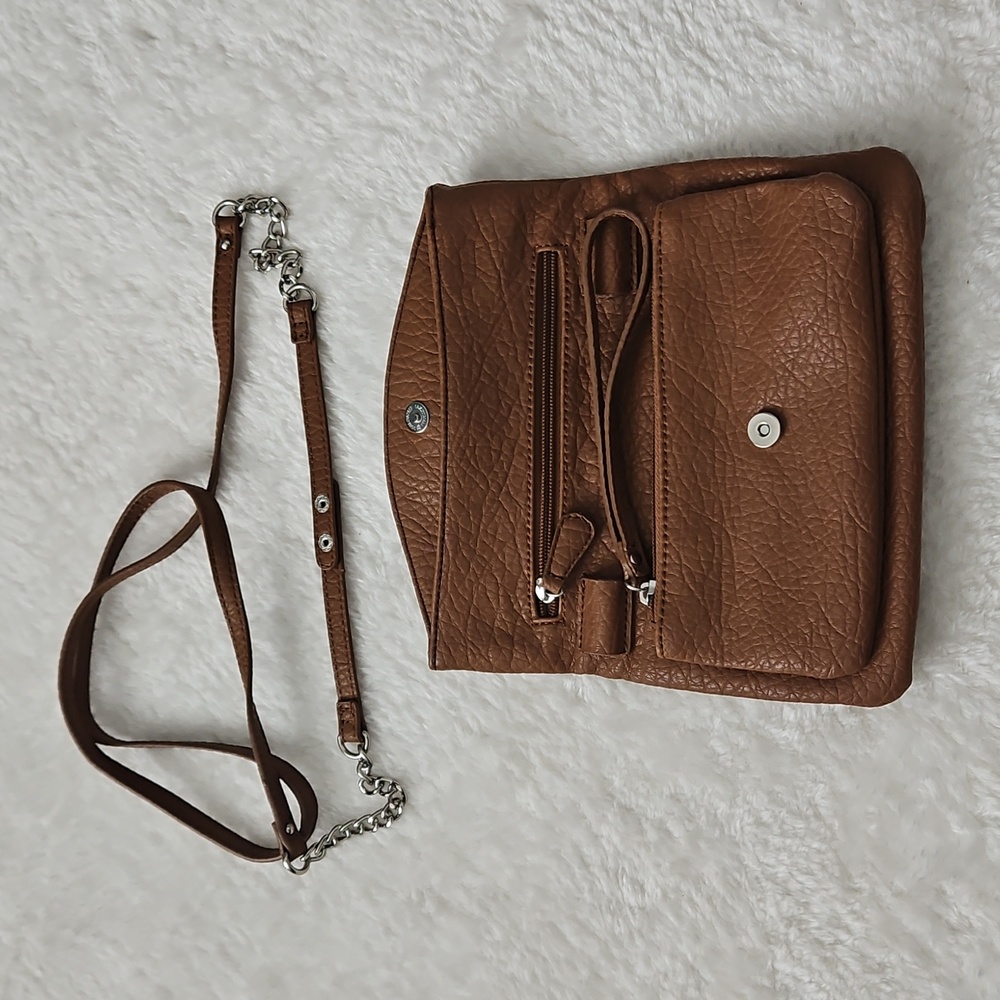 Nine West Crossbody Purse Convertible Wristlet Bag Brown Detachable Strap - Picture 5 of 12